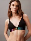 Calvin Klein Intense Power Pride Cotton Lightly Lined Triangle Bralette Qf7830 In Black / Ombre Pride