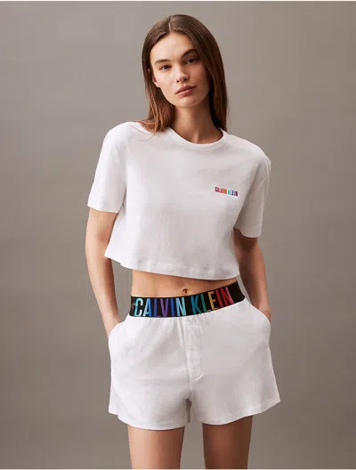Calvin Klein Women's Intense Power Pride Lounge Sleep Shorts In White