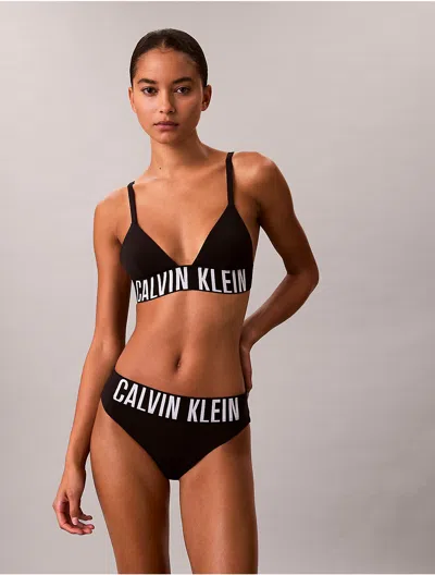 Calvin Klein Women's Intense Power Swim Triangle Bikini Top In Black