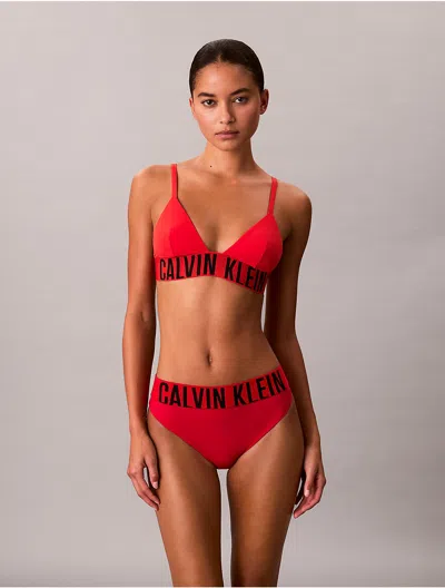 Calvin Klein Women's Intense Power Swim Triangle Bikini Top In Red