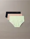 Calvin Klein Women's Invisibles 3-pack Hipster In Multi