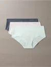 Calvin Klein Women's Invisibles 3-pack Hipster In Shark/wind Chime/moonlight Jade