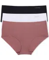 Calvin Klein Women's Invisibles 3-pack Hipster In Black / White / Vintage Pink