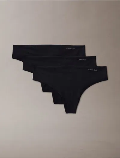 Calvin Klein Women's Invisibles 3-pack Thong In Black
