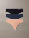 Calvin Klein Women's Invisibles 3-pack Thong In Blue