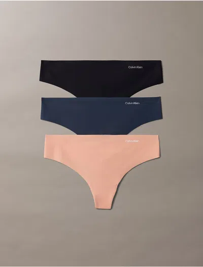 Calvin Klein Women's Invisibles 3-pack Thong In Blue