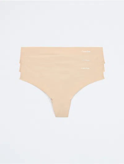 Calvin Klein Women's Invisibles 3-pack Thong In Light Caramel