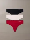 Calvin Klein Women's Invisibles 3-pack Thong In Multi