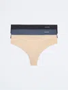 Calvin Klein Invisibles Thong 3-pack In Speakeasy / Caramel / Black