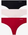 Calvin Klein Women's Invisibles 3-pack Thong In Multi