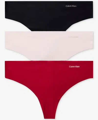 CALVIN KLEIN WOMEN'S INVISIBLES 3-PACK THONG UNDERWEAR QD3558