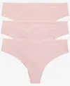 Shop Calvin Klein Women's Invisibles 3-pack Thong Underwear Qd3558 In Subdued,subdued,subdued