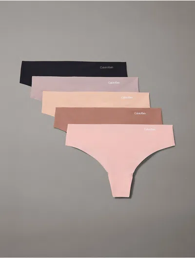 Calvin Klein Women's Invisibles 5-pack Thong In Subdued Multi