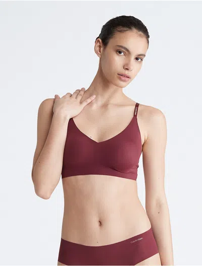 Calvin Klein Women's Invisibles Lightly Lined Triangle Bra In Burgundy