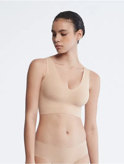 Calvin Klein Women's Invisibles Lightly Lined V-neck Bralette In Desert