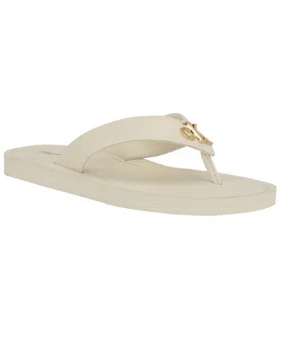 Calvin Klein Women's Jaimze Logo Thong Sandals In White