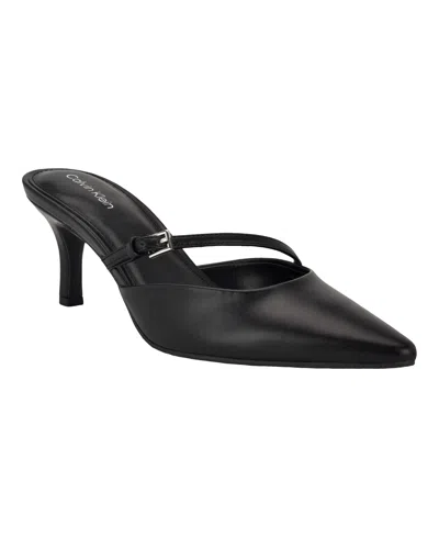 Calvin Klein Women's Jansy Buckle Strap Mid-stiletto Pumps In Black