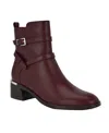 Calvin Klein Women's Jasen Block Heel Almond Toe Dress Booties In Dark Red