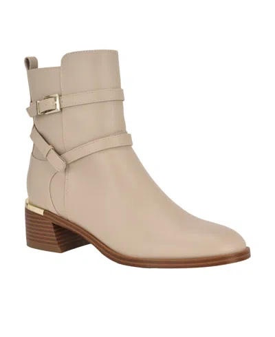 CALVIN KLEIN WOMEN'S JASEN BUCKLE STRAP BLOCK HEEL BOOTIES