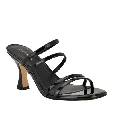 Calvin Klein Women's Jayla Strappy Tapered Heel Sandals In Black