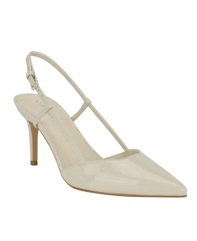 Calvin Klein Women's Jesa Pointy Toe Dress Slingback Pumps In Ivory Patent