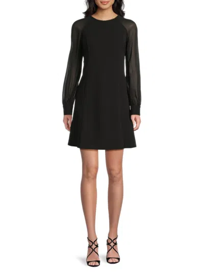 Calvin Klein Women's Jewel Neck A-line Minidress In Black