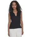 Calvin Klein Women's Johnny-collar Sleeveless Sweater In Navy
