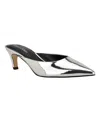 Calvin Klein Kalyn Pointed Toe Kitten Heel Mule In Silver Mirror Metallic