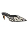 Calvin Klein Kalyn Pointed Toe Kitten Heel Mule In White,black Snake