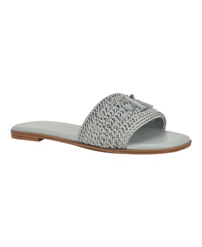 Calvin Klein Women's Kamine Woven Logo Flat Slip-on Sandals In Gray