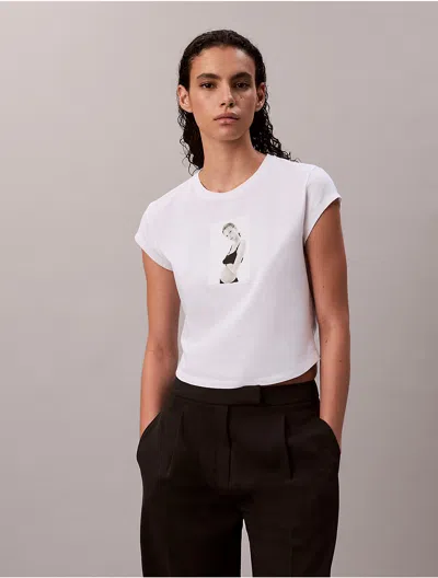 Calvin Klein Women's Kate Moss Graphic Baby Tee In White