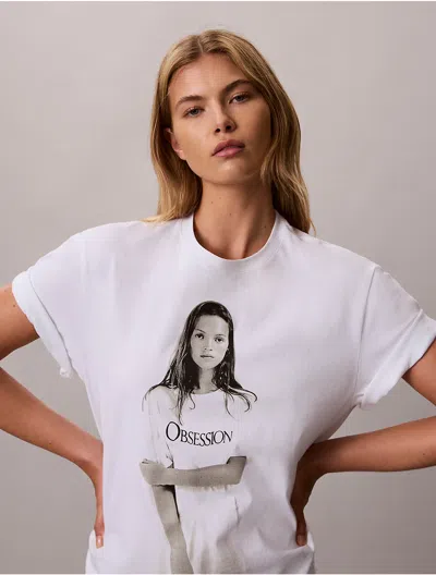 Calvin Klein Women's Kate Moss Graphic Tee In White