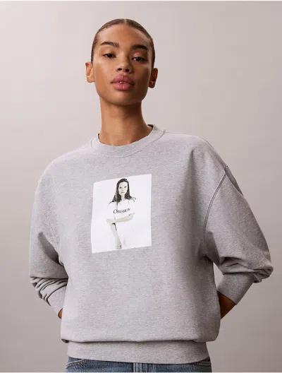 Calvin Klein Women's Kate Moss Obsession Graphic Hoodie In Gray