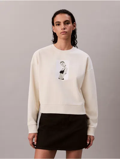 Calvin Klein Women's Kate Moss Terry Graphic Relaxed Sweatshirt In Neutral