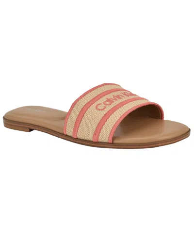 Calvin Klein Women's Kendell Slip-on Flat Casual Sandals In Natural,pink