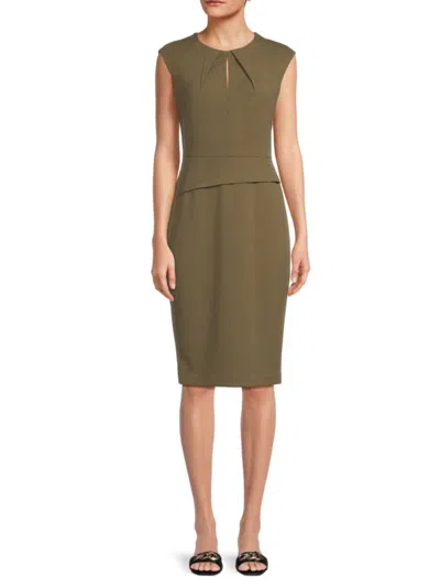 Calvin Klein Women's Keyhole Cap Sleeve Sheath Dress In Green