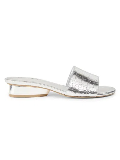 Calvin Klein Women's Kimmie Croc-embossed Slide Sandals