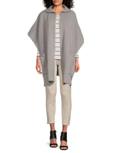 Calvin Klein Women's Knit Hooded Ruana In Grey