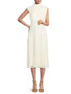 Calvin Klein Women's Lace Mockneck A Line Midi Dress In Cream