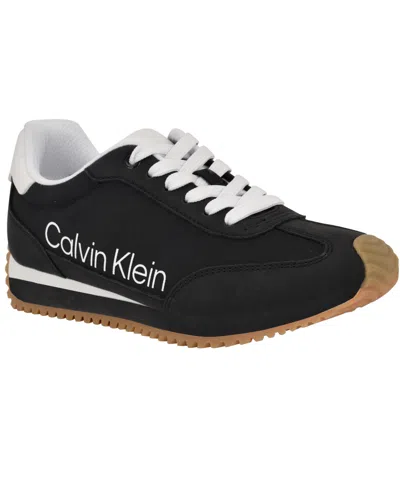 Calvin Klein Women's Lanier Lace-up Casual Sneakers In Black,white