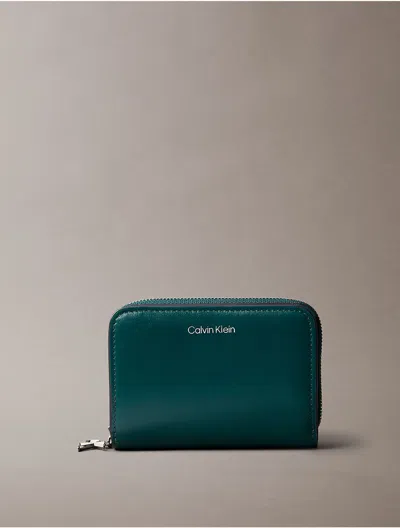 Calvin Klein Women's Leather Medium Zip Wallet In Blue