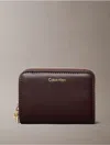 Calvin Klein Zipped Leather Wallet In Brown