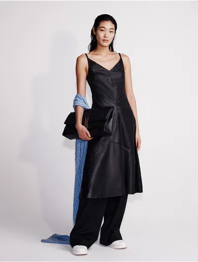 Calvin Klein Women's Leather Sleeveless Midi Dress In Black