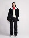 Calvin Klein Women's Leather Wide Leg Cargo Pants In Black