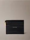 Calvin Klein Women's Leather Zip Card Case In Black