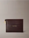 Calvin Klein Women's Leather Zip Card Case In Brown