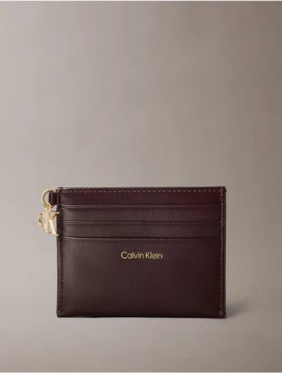 Calvin Klein Women's Leather Zip Card Case In Brown
