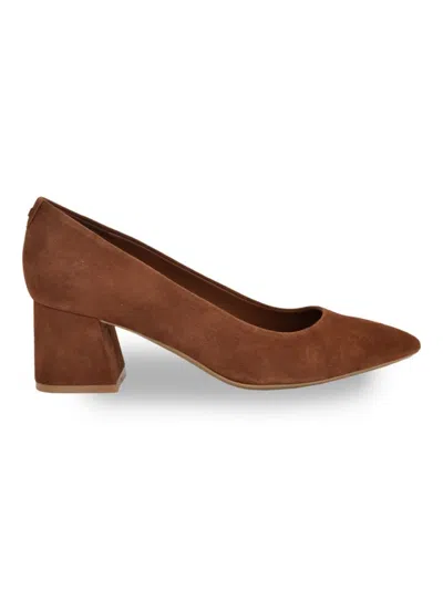 Calvin Klein Women's Lenott 50mm Suede Block Heel Pumps In Brown