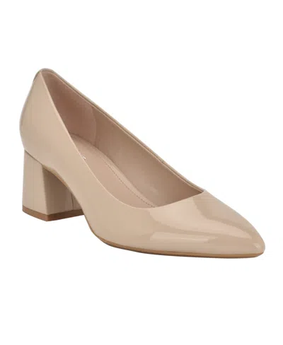 Calvin Klein Women's Lenott Pointy Toe Pumps In Light Natural Patent