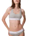Calvin Klein Women's Cotton Modal Stretch Rib Lightly Lined Bralette In Grey Heather
